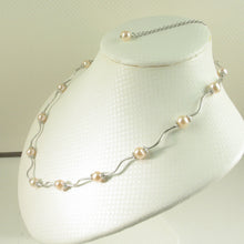 Load image into Gallery viewer, Solid Silver .925 Multi-Color F/w Pearl Necklace with Bali Spacers