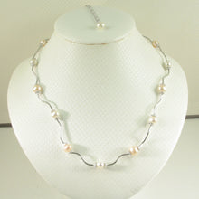 Load image into Gallery viewer, Solid Silver .925 Multi-Color F/w Pearl Necklace with Bali Spacers
