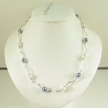 Load image into Gallery viewer, Solid Silver .925 Multi-Color F/w Pearl Necklace with Bali Spacers