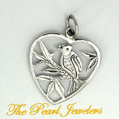9K Solid White Gold Heart Charm Pendant