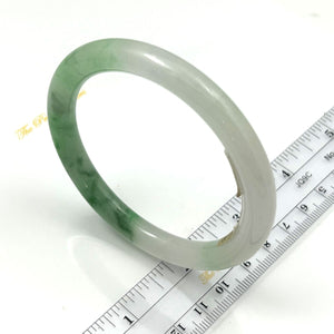 A-Grade Natural White-Green Two-Toned Jadeite Round Bangle
