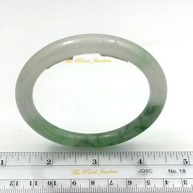 A-Grade Natural White-Green Two-Toned Jadeite Round Bangle