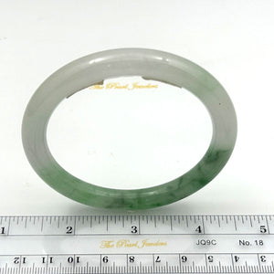 A-Grade Natural White-Green Two-Toned Jadeite Round Bangle