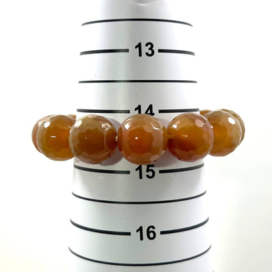 16mm Faceted Amber Fire Agate Beads Stretch Bracelet