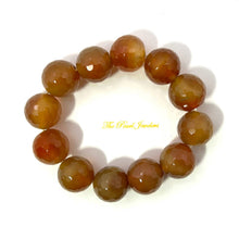 Load image into Gallery viewer, 16mm Faceted Amber Fire Agate Beads Stretch Bracelet