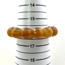 Load image into Gallery viewer, 16mm Faceted Amber Fire Agate Beads Stretch Bracelet