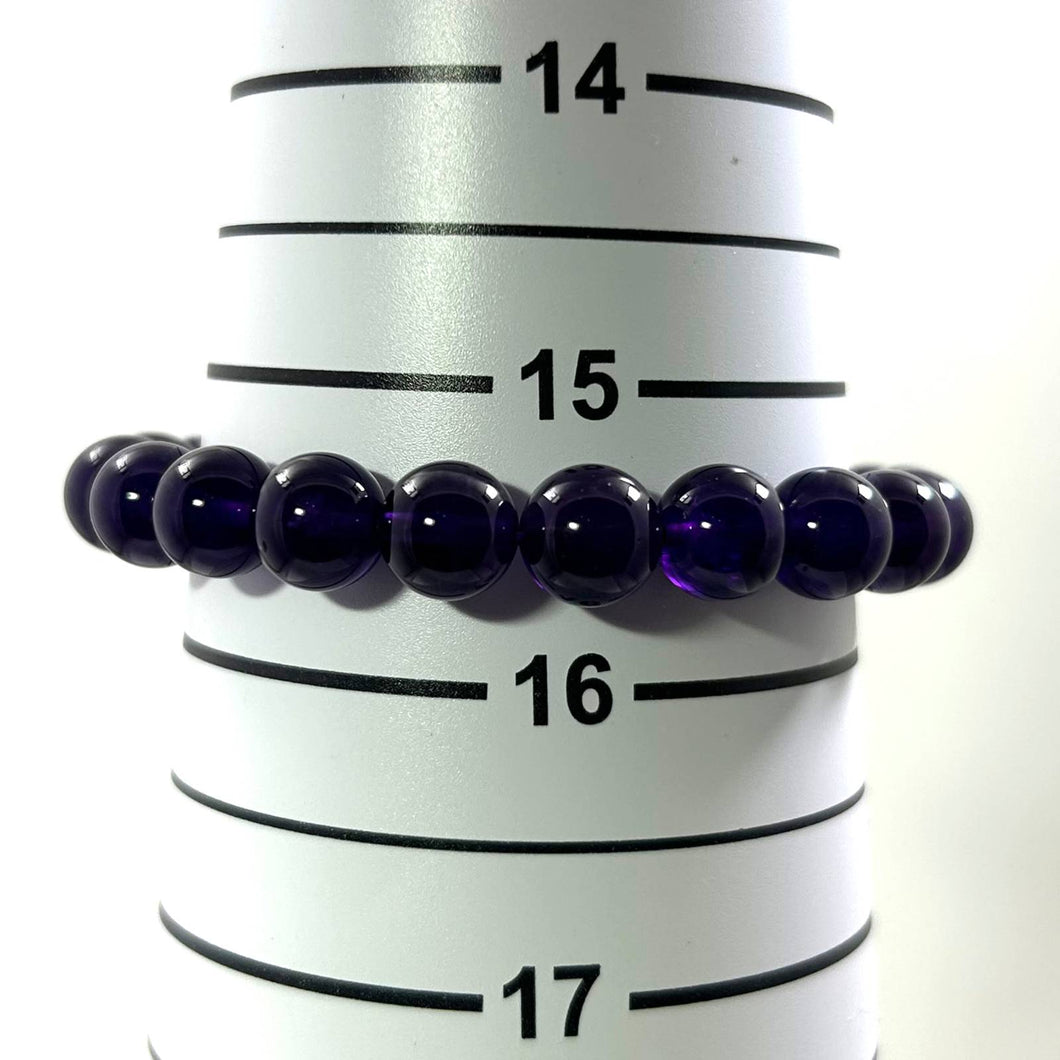 9mm Dark Amethyst Gemstone Stretch Bracelet
