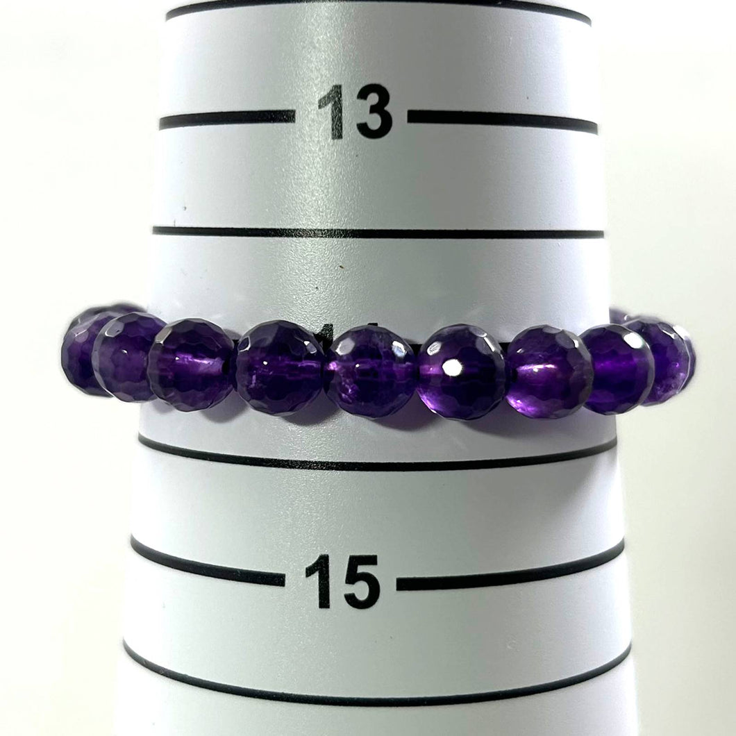 8mm Micro-Faceted Amethyst Stretchy Bracelet