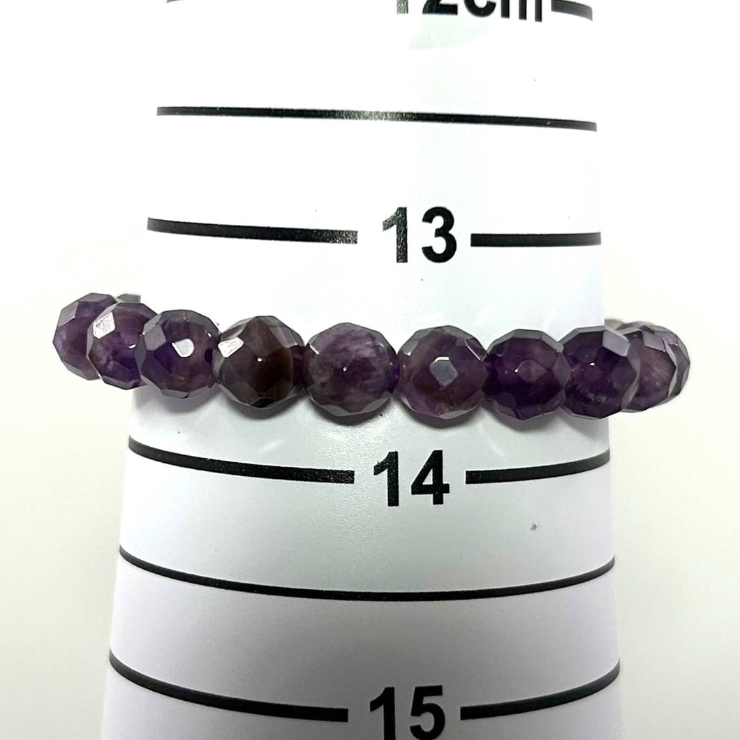 8mm Faceted Amethyst Super Seven Cape Beads Stretchy Bracelet