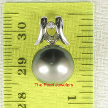 Load image into Gallery viewer, Round Black Tahitian Pearl &amp; Diamond Angel-Wing Pendant