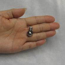 Load image into Gallery viewer, Round Black Tahitian Pearl &amp; Diamond Angel-Wing Pendant