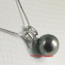 Load image into Gallery viewer, Round Black Tahitian Pearl &amp; Diamond Angel-Wing Pendant
