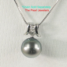 Load image into Gallery viewer, Round Black Tahitian Pearl &amp; Diamond Angel-Wing Pendant