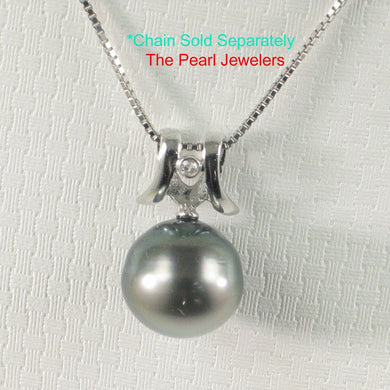 Round Black Tahitian Pearl & Diamond Angel-Wing Pendant