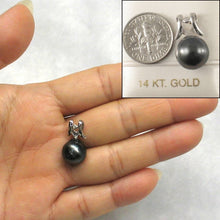 Load image into Gallery viewer, Round Black Tahitian Pearl &amp; Diamond Angel-Wing Pendant