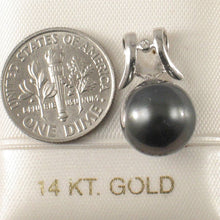 Load image into Gallery viewer, Round Black Tahitian Pearl &amp; Diamond Angel-Wing Pendant
