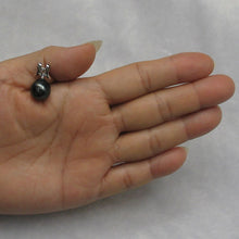 Load image into Gallery viewer, Round Black Tahitian Pearl &amp; Diamond Angel-Wing Pendant