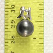 Load image into Gallery viewer, Round Black Tahitian Pearl &amp; Diamond Angel-Wing Pendant