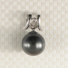 Load image into Gallery viewer, Round Black Tahitian Pearl &amp; Diamond Angel-Wing Pendant
