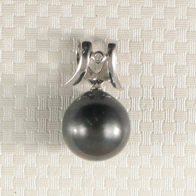 Round Black Tahitian Pearl & Diamond Angel-Wing Pendant