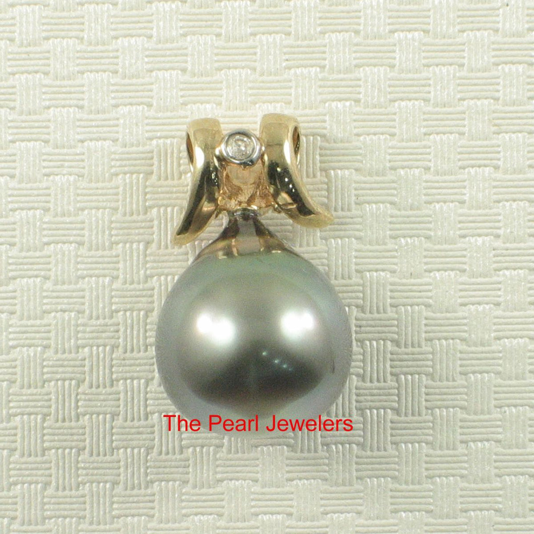 Tear-Shape Black Tahitian Pearl & Diamond Angel-Wing Pendant