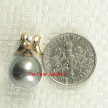 Load image into Gallery viewer, Tear-Shape Black Tahitian Pearl &amp; Diamond Angel-Wing Pendant