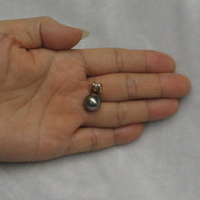 Load image into Gallery viewer, Tear-Shape Black Tahitian Pearl &amp; Diamond Angel-Wing Pendant