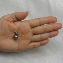 Load image into Gallery viewer, Tear-Shape Black Tahitian Pearl &amp; Diamond Angel-Wing Pendant