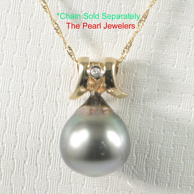 Tear-Shape Black Tahitian Pearl & Diamond Angel-Wing Pendant