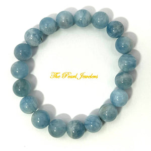 10mm Aquamarine Beads Endless Stretch Bracelet
