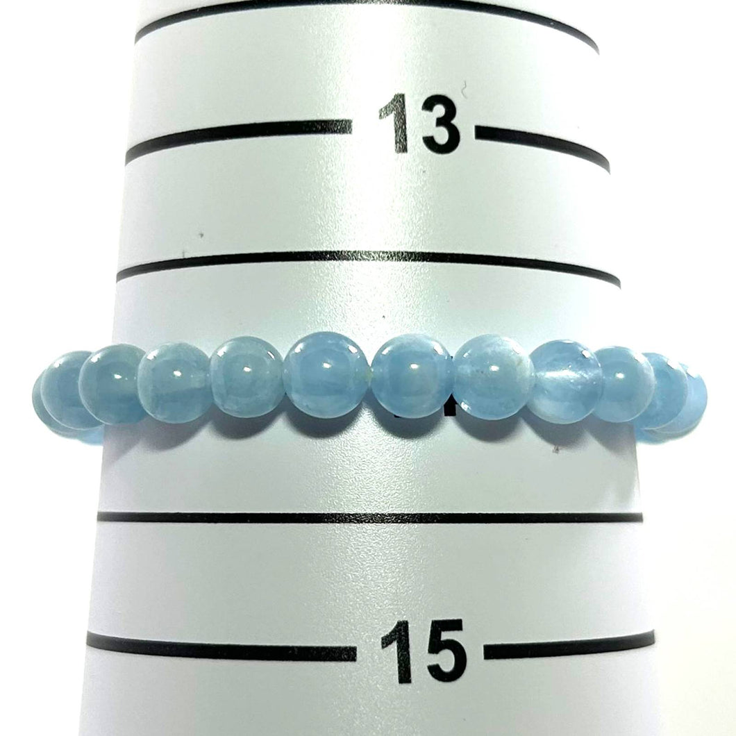 6mm Aquamarine Gemstone Stretch Bracelet