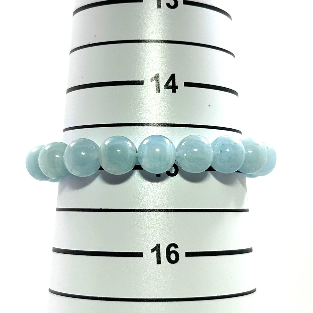 9mm Aquamarine Gemstone Stretch Bracelet