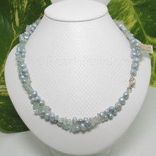 Load image into Gallery viewer, Aquamarine &amp; Baroque Pearl Twist Necklace – .925 Silver Clasp