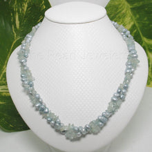 Load image into Gallery viewer, Aquamarine &amp; Baroque Pearl Twist Necklace – .925 Silver Clasp