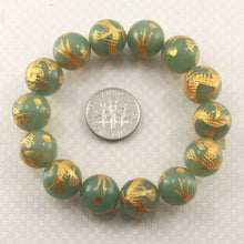 Load image into Gallery viewer, 12mm Aventurine Engraving Golden Dragon Beads Bracelet