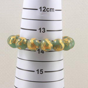 12mm Aventurine Engraving Golden Dragon Beads Bracelet