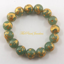 Load image into Gallery viewer, 12mm Aventurine Engraving Golden Dragon Beads Bracelet