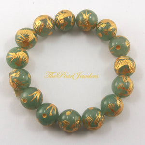 12mm Aventurine Engraving Golden Dragon Beads Bracelet