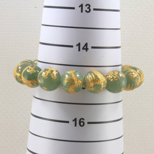 12mm Aventurine Engraving Golden Dragon Beads Bracelet