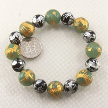 Load image into Gallery viewer, 12mm Aventurine &amp; Onyx Engraving Dragon Beads Bracelet