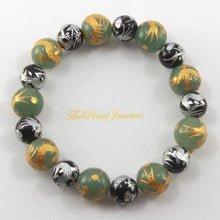 Load image into Gallery viewer, 12mm Aventurine &amp; Onyx Engraving Dragon Beads Bracelet