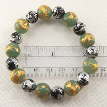 Load image into Gallery viewer, 12mm Aventurine &amp; Onyx Engraving Dragon Beads Bracelet