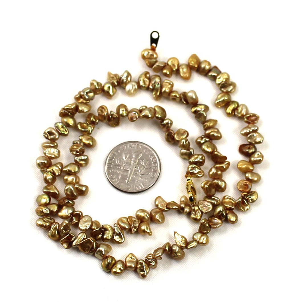 Golden-Green Keshi Pearl Necklace