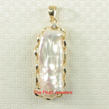 Load image into Gallery viewer, Baroque Biwa Pearl Pendant – 14k Yellow Gold with Diamond Accent