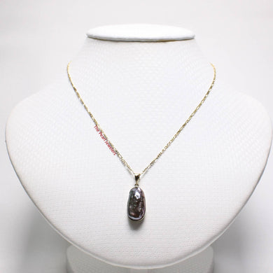 Baroque Black Biwa Pearl Pendant – 14k Yellow Gold Wrap
