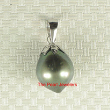Load image into Gallery viewer, Baroque Black Tahitian Pearl Flower Cap Pendant 14k
