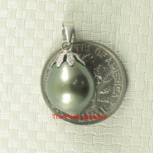 Load image into Gallery viewer, Baroque Black Tahitian Pearl Flower Cap Pendant 14k
