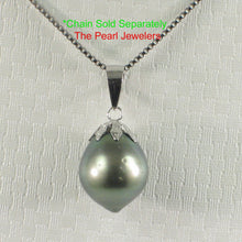 Load image into Gallery viewer, Baroque Black Tahitian Pearl Flower Cap Pendant 14k