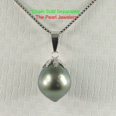 Baroque Black Tahitian Pearl Flower Cap Pendant 14k