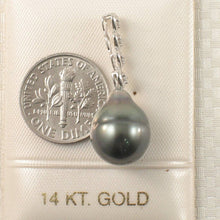 Load image into Gallery viewer, Baroque Black Tahitian Pearl &amp; Diamond Heart-Bale Pendant
